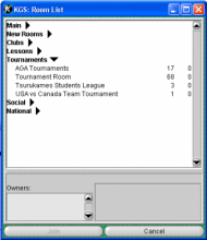 KGS Room List Window KGS Room List Window