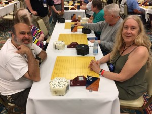 Mark Nahabedian and Betsy Small ready to play the first round of the Seniors' Tournament.